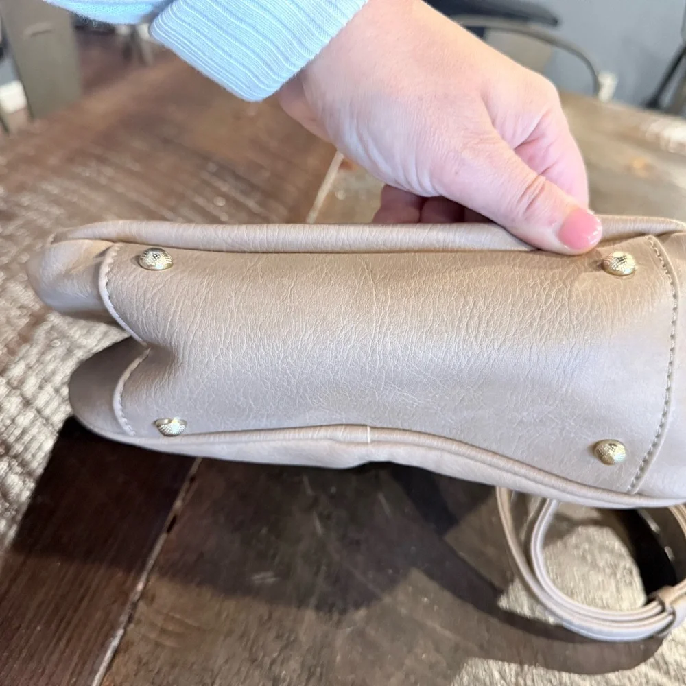 Everyday Neutral Cream Faux Leather Backpack - Modern Carryall